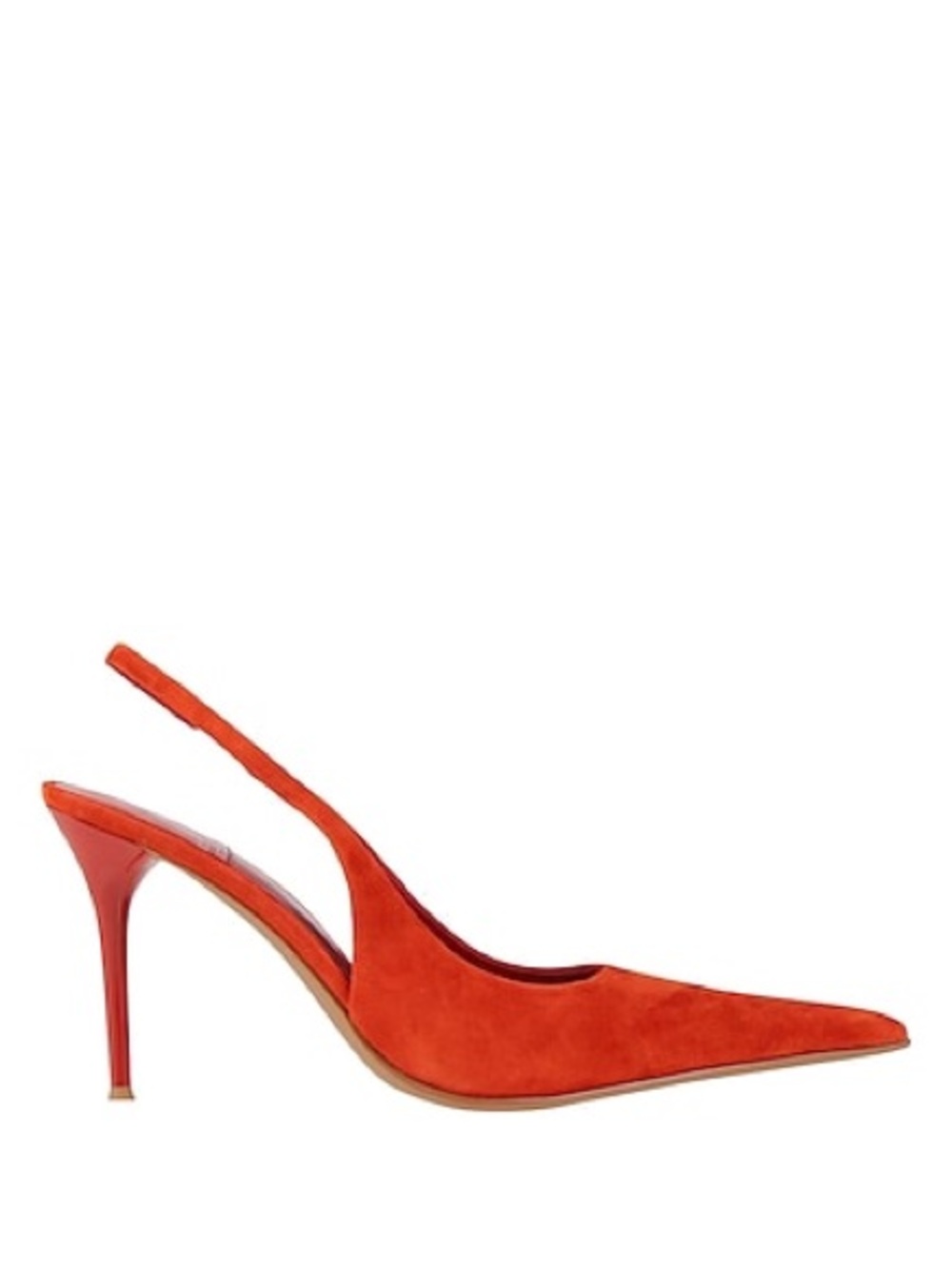 Jeffrey Campbell Orange Suede Pointed Slingback Heels